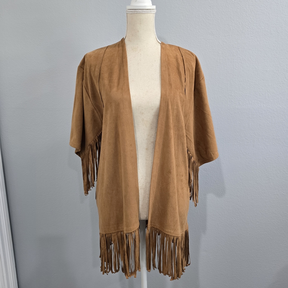 Hollister Tan Fringe Women's Cape